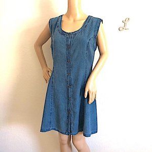 Vintage Allen Allen Denim Button-Up Jumper Dress